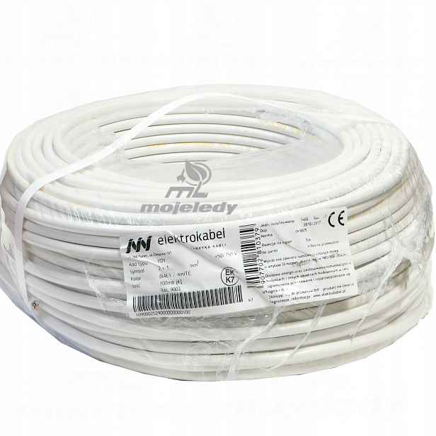 Kabel Ydy 2x1mm 450/750V drát Cu 2x1 100m