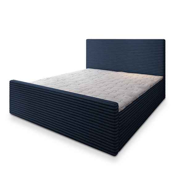 MASSENO AMERICKÁ POSTEL BRENTO, 200x200 cm s matrací a úložným prostorem, H2+H3, modrá