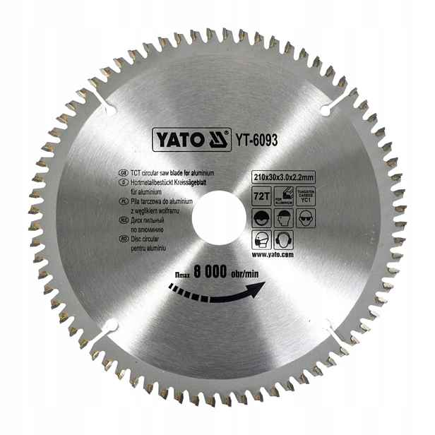 Pila kotoučová na hliník Yato YT-6093 210x30x2,2 mm 72T
