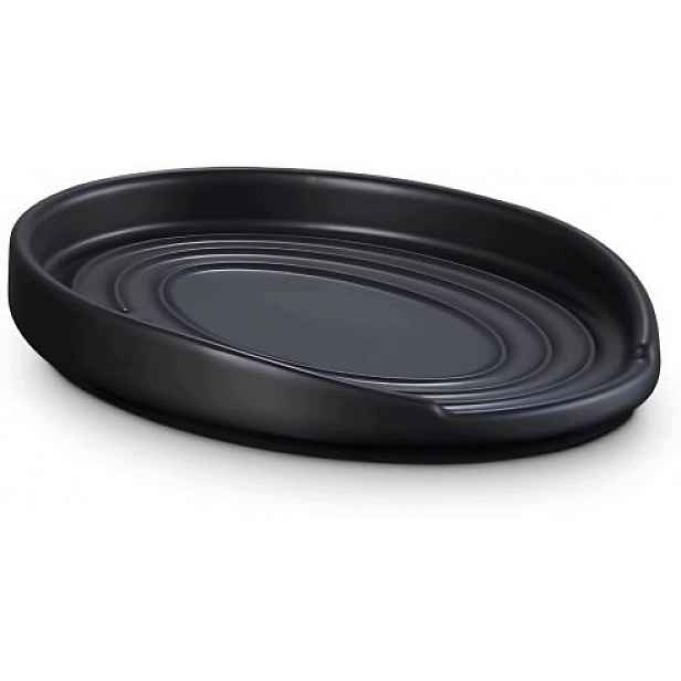 Podstavec Pod Kuchyňskou Lžíci Oválný, Kameninový, Černý Mat