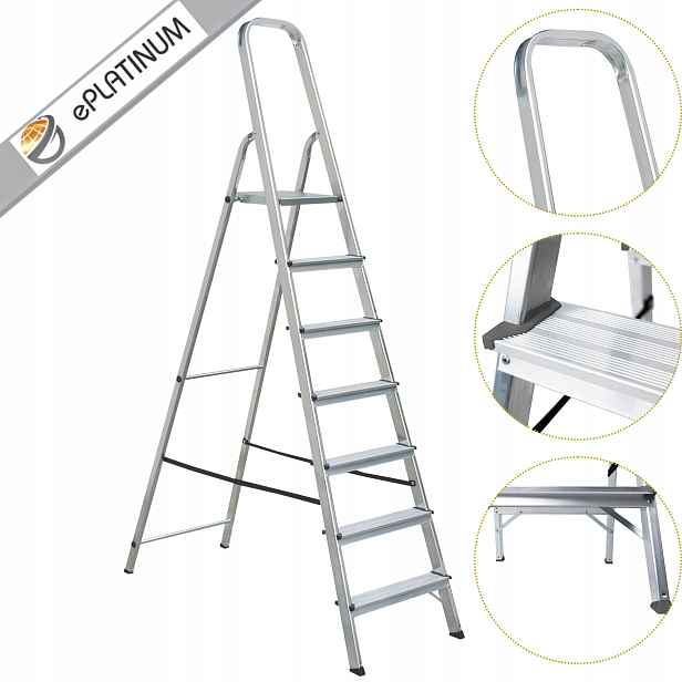 Žebřík domácí žebřík hliníkový jednostranný 7stupňový 120kg ePlatinum