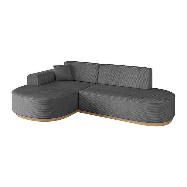 ALTDECOR ROHOVÁ SEDAČKA s otomanem, levá MARI-L1-v2 243x171x83 Tmavě šedá Manšestr