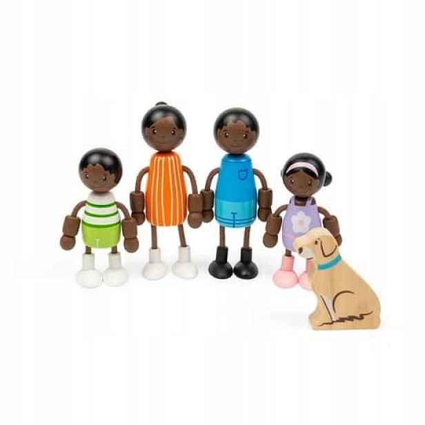 Tidlo Dřevěné panenky do domečku Africká rodina