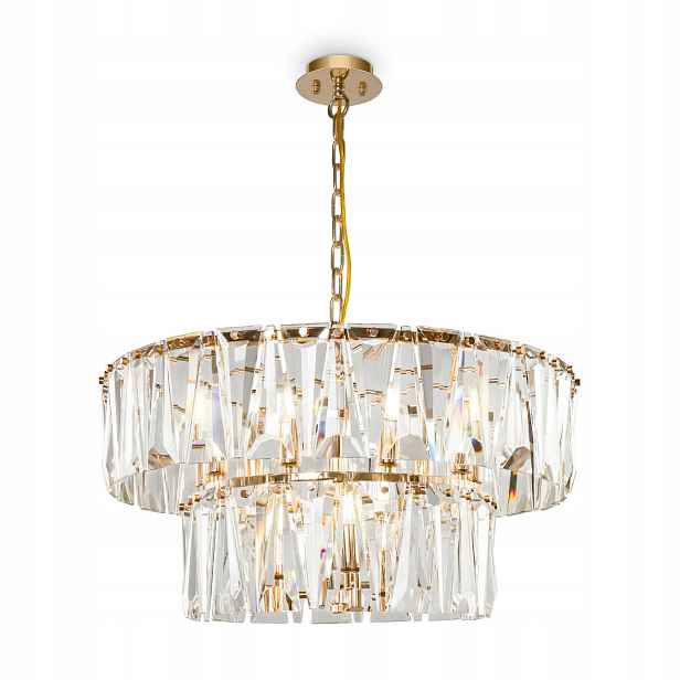 Závěsná lampa lustr křišťálový glamour zlatý kulatý 68 cm Maytoni