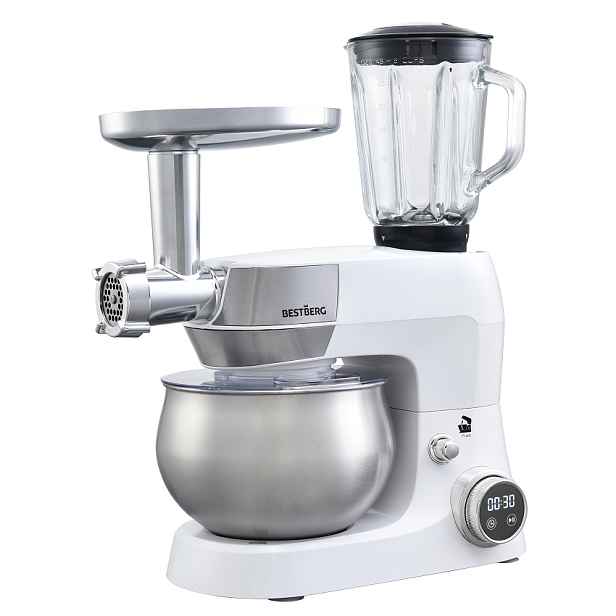 Multifunkční kuchyňský robot BestBerg BBR-1900P / 1900 W / 5 l / 12 rychlostí / perleťová bílá