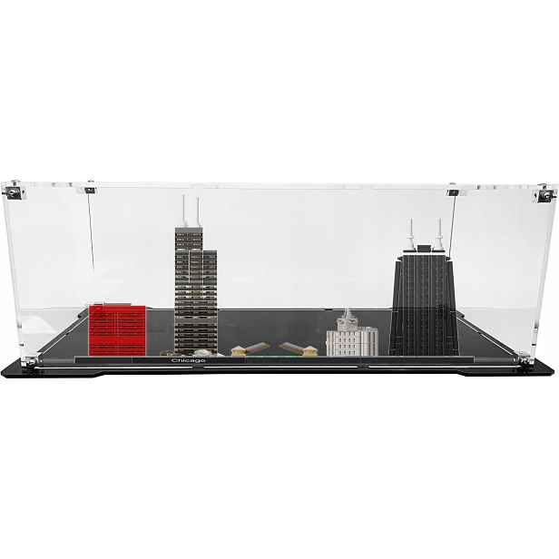 Vitrína s černou základnou pro stavebnici Lego 21033 Architecture Chicago