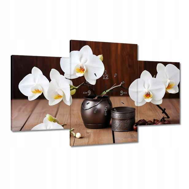 Hodiny 100x60 Bílé orchideje