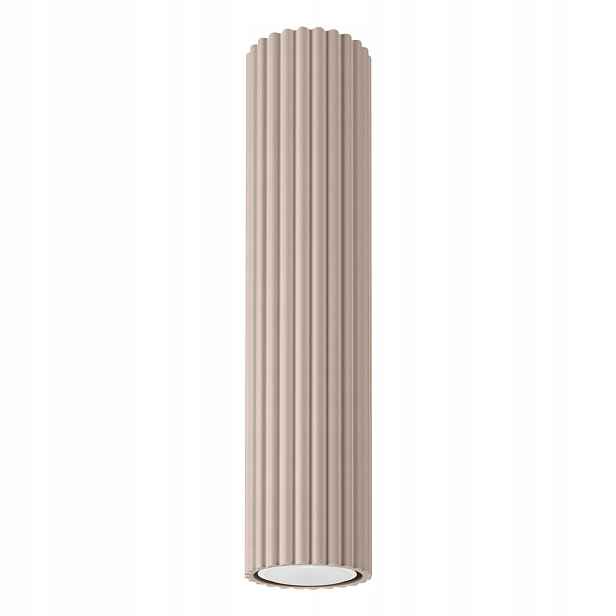 Sollux stropní spot taupe kulatý vroubkovaný tubus 30 cm 1xGU10 10W Karbon