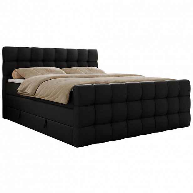 MKS POSTEL BOXSPRING ALTIVO KING DUO 140/200 - Černá Ekokůže - Topper T25 - H4