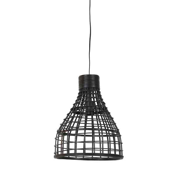 Černé ratanové závěsné světlo Puerto - Ø 34*41cm Light & Living