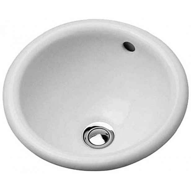 Duravit Architec - Umyvadlo, průměr 34 cm, s přepadem, bez otvoru pro baterii, bílá 0473340031