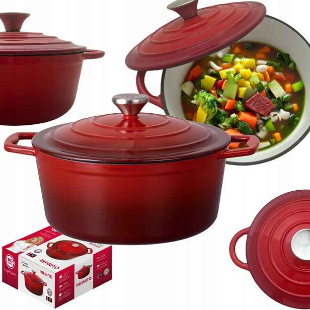 Hrnec Smaltovaný 2 L S Poklicí Červený Plyn/indukce Trouba 20 CM
