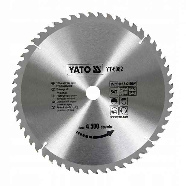 Kotoučová pila na dřevo Yato YT-6082 350x30x2,5 mm 54T s vidlicí