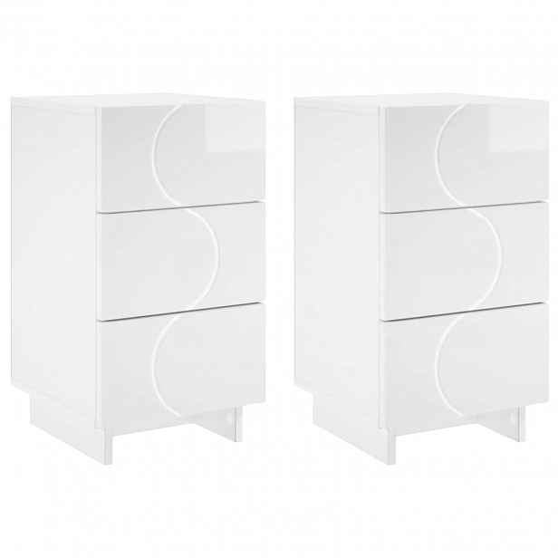 vidaXL Noční skříňka 2 ks Bílá s vysokým leskem 33,5 x 34,5 x 60 cm