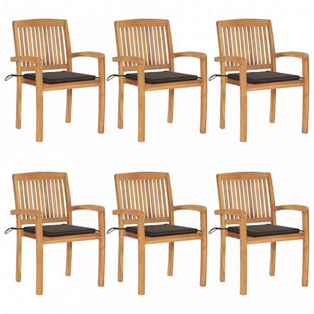 Zahradní židle 6 ks teak / látka Šedohnědá taupe
