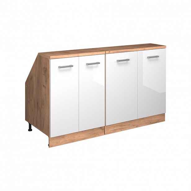 Vicco SADA SKŘÍNÍ PRO ŠIKMOU STŘECHU Rion Bílá vysoký lesk 140 cm Sada 2 korpusů skříně hloubka 60 cm