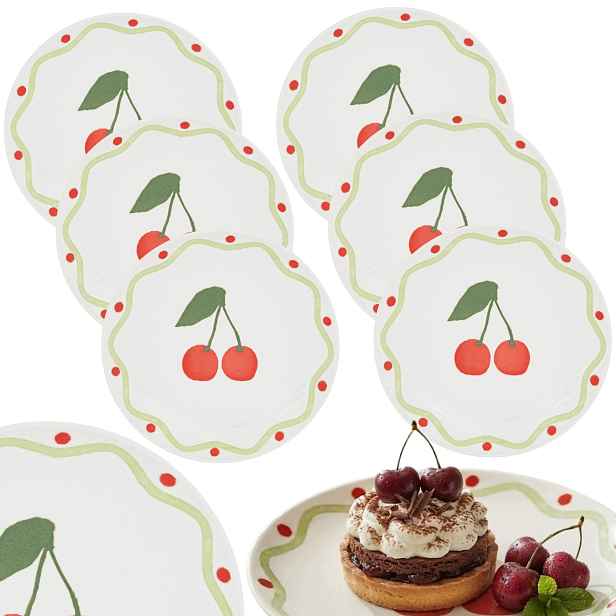 Komplet 6 Dezertních Talířů 19 cm Fruity Cherry malé talířky nádobí