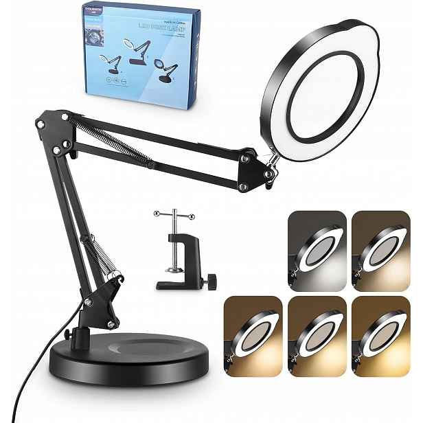 Lupa Se Světlem A Stojanem, Stolní Lampa, Barevná, Stmívatelná