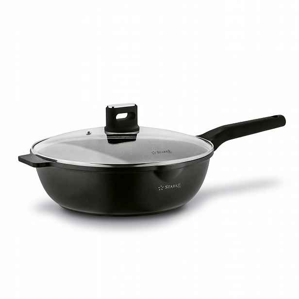 Pánev Wok hliníková na indukci, plyn s poklicí skleněnou 32cm