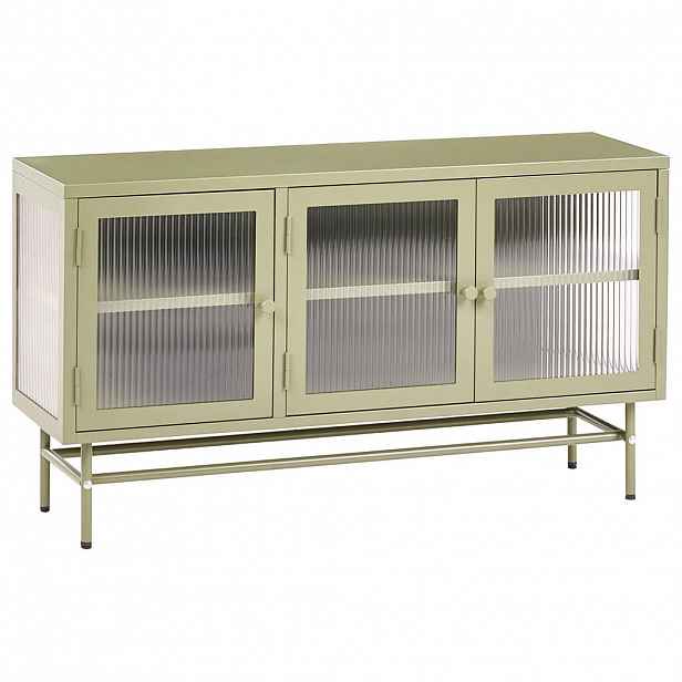 Beliani SIDEBOARD se skleněnými dveřmi Kov 115 cm Zelený Devon