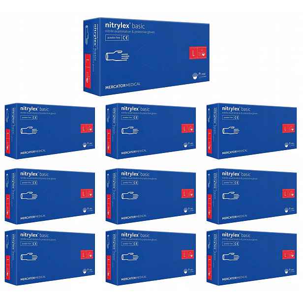 Nitrilové Rukavice Nitrylex Basic Dark Blue 9-L 100 Ks – 10 Balíčků