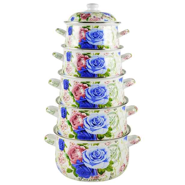 TIDAL Smaltované hrnce ROSES, 2,8/3,7/5/6,2/8L, 10ks, TD-7979