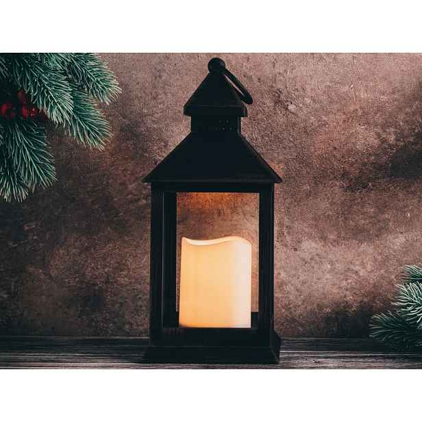 Vánoční dekorace Lucerna s LED svíčkou, 23 cm