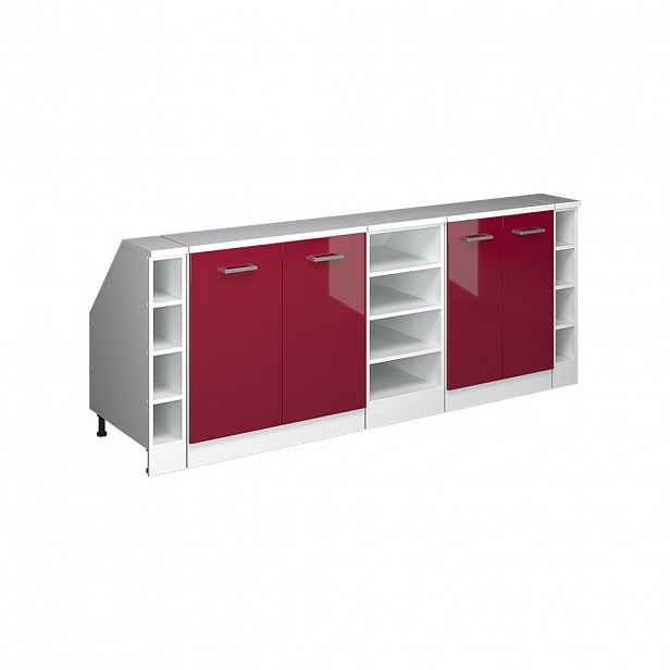 Vicco KUCHYŇSKÁ SKŘÍŇKA POD ŠIKMOU STŘECHU R-Line Červená vysoký lesk 210 cm Sada 5 korpusů skříně hloubka 60 cm
