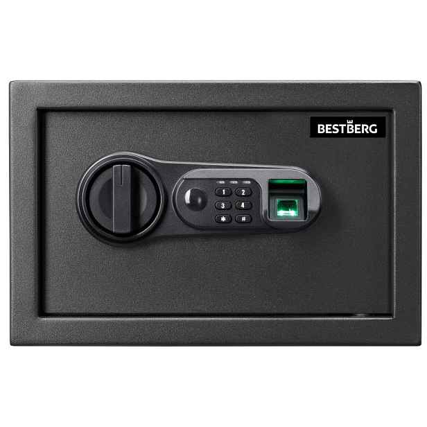 Digitální trezor na otisk prstu BestBerg BBSB-1F / 20 x 31 x 20 cm / černá