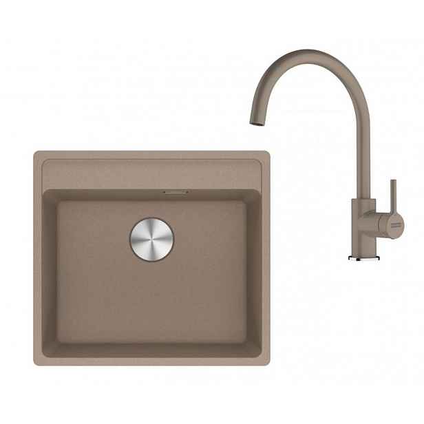 Franke - Kuchyňský set G274KA, fragranitový dřez MRG 610-52 RTL a baterie FC 6018.424, kašmír 114.0700.786
