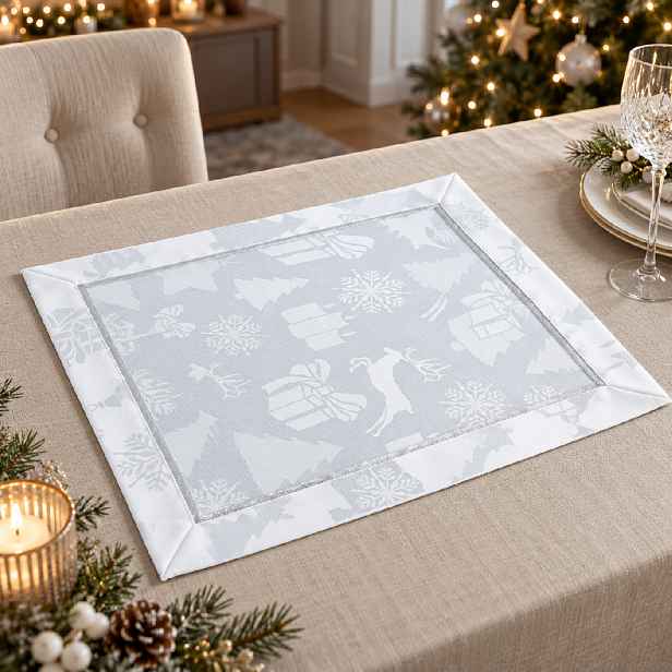 Vánoční dekorační  ubrousek NATALE bílá 32x45 cm