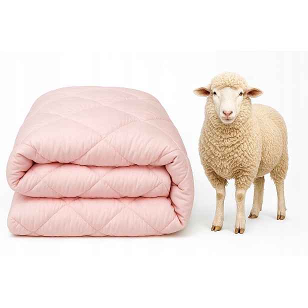 Vlněná přikrývka Merino wool celoroční 135x200 140x200 růžová prošívaná