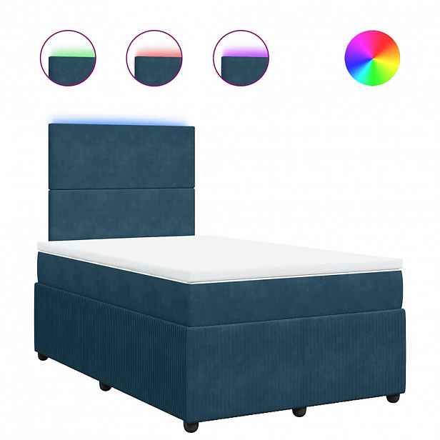 vidaXL Box spring postel s matrací modrá 120 x 200 cm samet