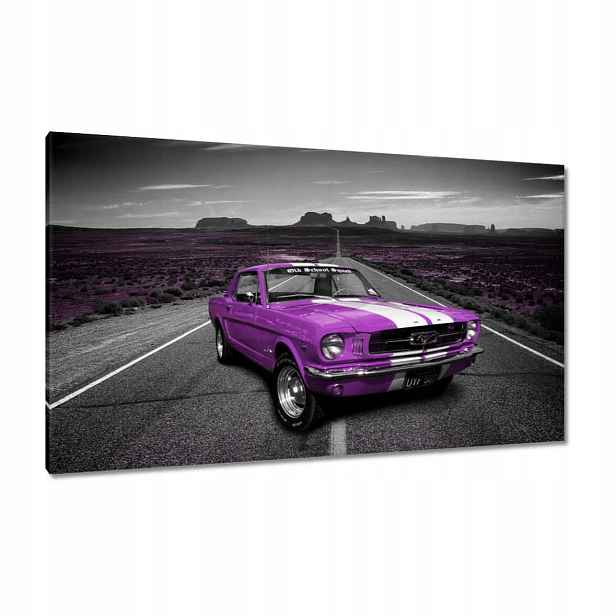 Obrazy 120x70 Fialový Ford Mustang na zadní straně