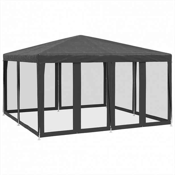 vidaXL Party stan s 8 síťovanými bočnicemi antracitový 4 x 4 m HDPE