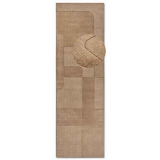 Koberec Běhoun do chodby 80x250 cm, béžový, moderní 3D vzor
