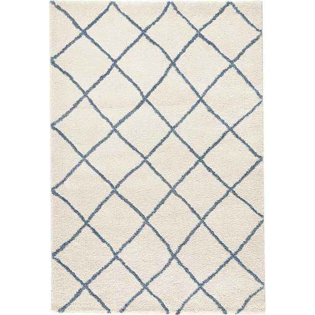Krémově modrý tlustý koberec typu shaggy, koberec do obývacího pokoje, vzor boho 160 x 230 cm