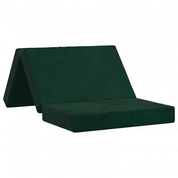 vidaXL Skládací pohovka postel 200 x 100 x 15 cm Tmavě zelená