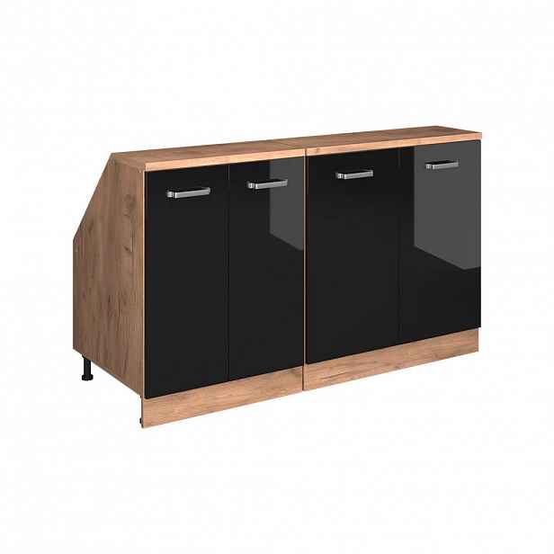 Vicco SADA SKŘÍNÍ PRO ŠIKMOU STŘECHU Rion Černý vysoký lesk 140 cm Sada 2 korpusů skříně hloubka 60 cm
