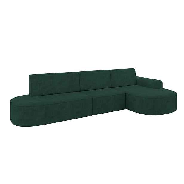 ALTDECOR ROHOVÁ SEDAČKA s funkcí spaní a otomanem, pravá MARI-L2-S 368x167x85 Zelená Velur