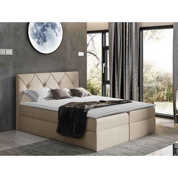 Americká manželská postel 160x200 LITZY 1 - béžová + topper ZDARMA