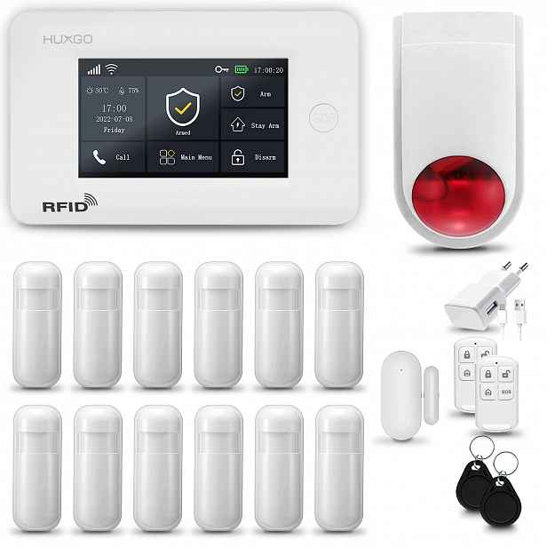 Bezdrátový alarm Gsm 4G WiFi aplikace Tuya sada Huxgo HXA006 R12WS