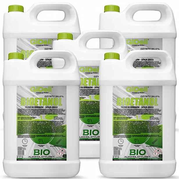Bioetanol do krbu 5 x 5 l s vůní zeleného jablka, biopalivo