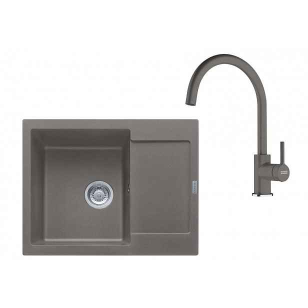 Franke - Kuchyňský set G275ŠK, fragranitový dřez MRG 611-62 a baterie FC 6018.084, šedý kámen 114.0700.793