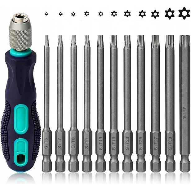 Magnetické Bity Set Thgtao 11v1 T6–T40 držák 1/4“ dlouhé bity 100 mm
