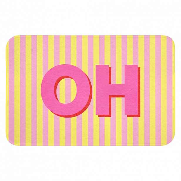 OnlyWow KOUPELNOVÁ PŘEDLOŽKA Text - Pruhy - Růžová 60x40 cm