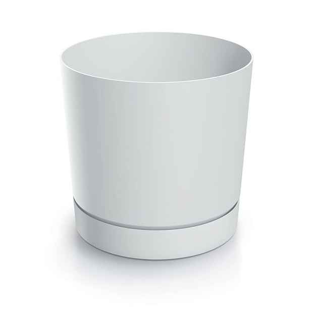 Prosperplast Plastový květináč TUBOS P s miskou bílý matný, varianta 12,8 cm