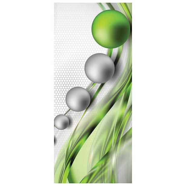 Tapeta Sféry Metalik Zelené Vlny Abstrakce Moderní Design 91x211 lepidlo