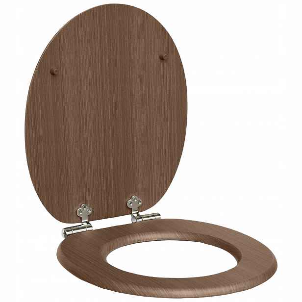 Wc Sedátko S Pozvolným Sklápěním Pro Wc, Textura Dřeva Hnědá, Mdf, Odnímatelné
