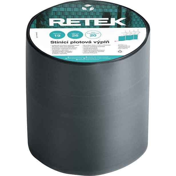 Plotová výplň stínicí RETEK PREMIUM středně šedá RAL 7012 (26 m/bal.)
